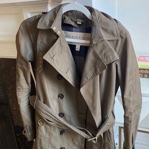 Burberry Brit green trench with fleece vest